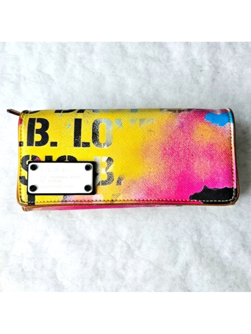 L.A.M.B. Pink Yellow Multicolor Graphic Long Wallet